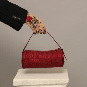 Rare FENDI Zucchino Barrel Pochette Red